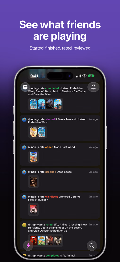 Activity: see what friends started, finished, rated and reviewed